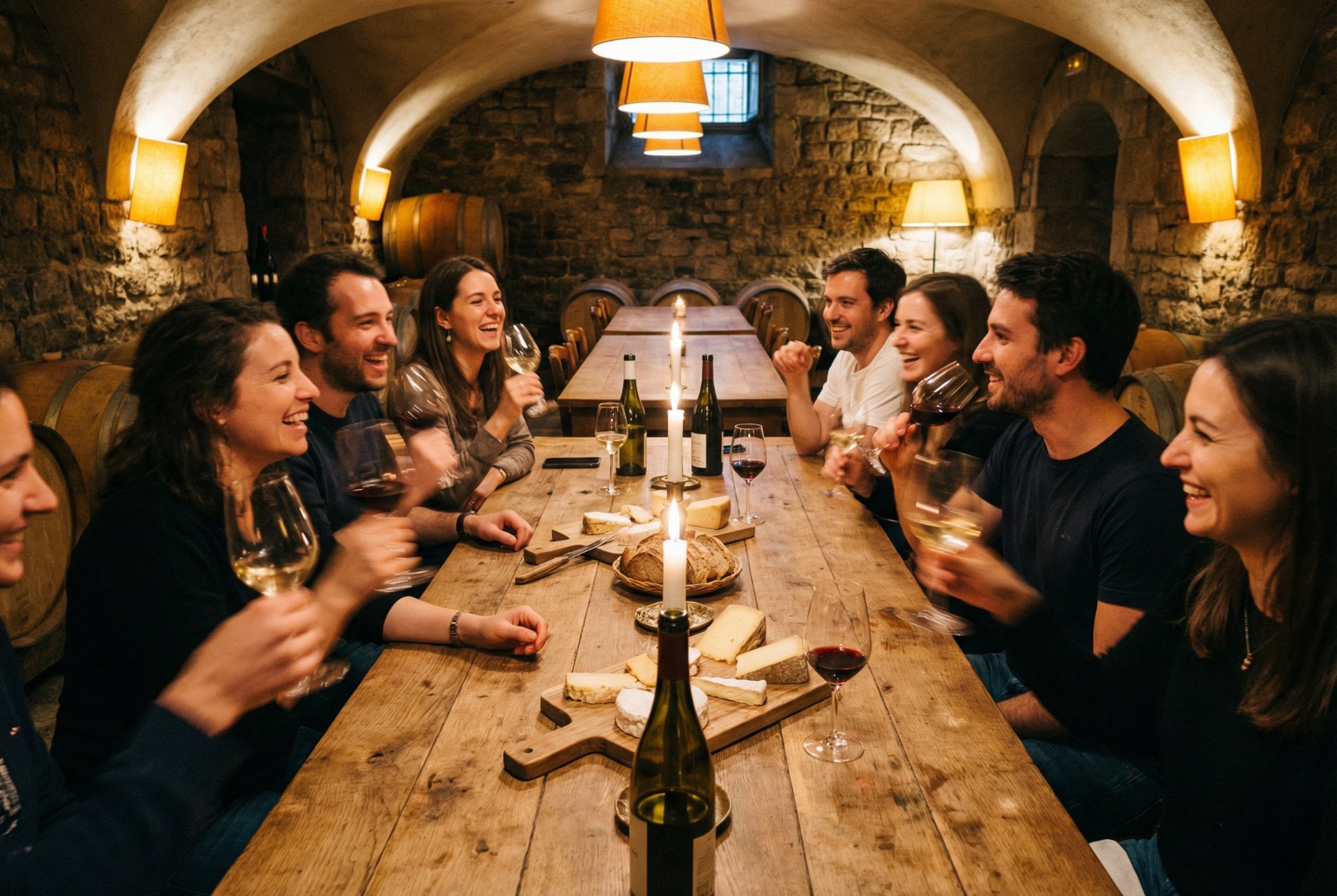 Wine & Cheese Walk group in cave